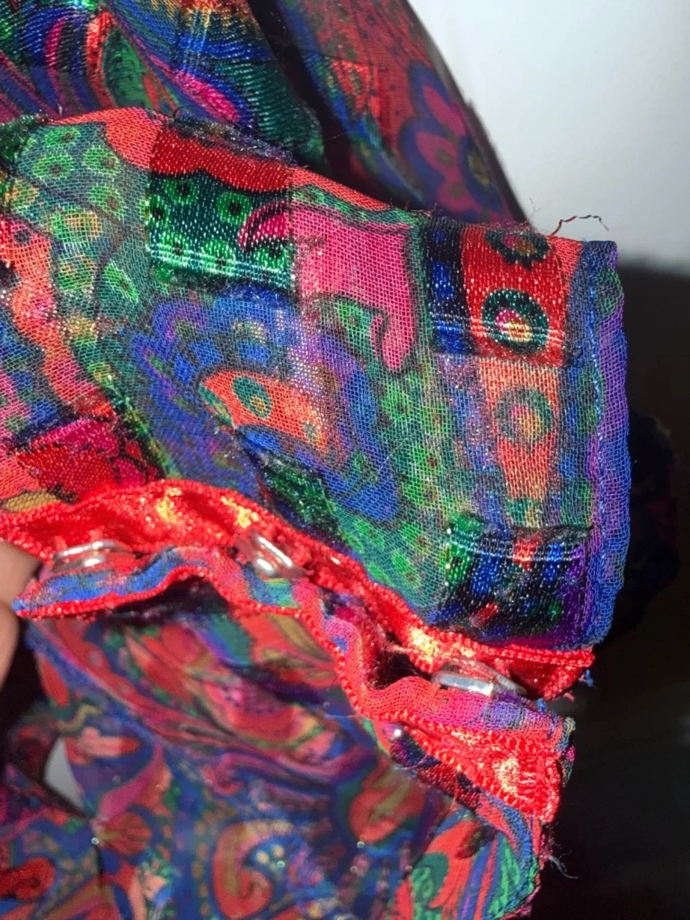 Victoria's Secret Sheer Paisley Teddy Red-Multicolor Print Vintage Sz Med - Picture 14 of 15